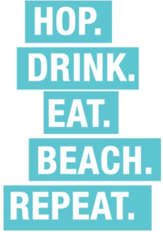 hop drink eat beach